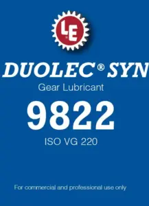 Duolec Syn Gear Lubricant 9822 product label