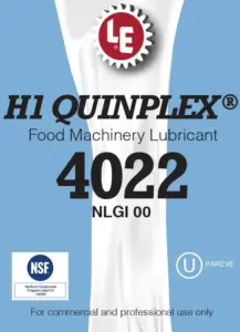H1 Quinplex Food Machinery Lubricant 4022 label with product specifications