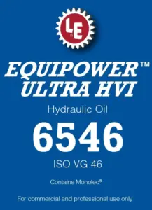 Equipower Ultra HVI Hydraulic Oil 6546 product label