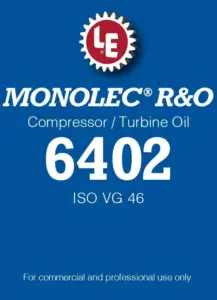 Monolec R&O Compressor/Turbine Oil 6402 product label