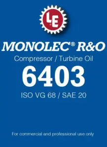 Monolec R&O Compressor/Turbine Oil 6403 product label