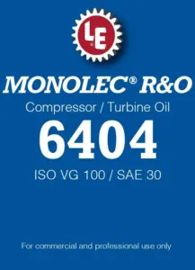 Monolec R&O Compressor/Turbine Oil 6404 product label