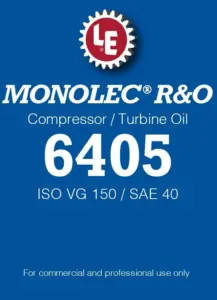 Monolec R&O Compressor/Turbine Oil 6405 product label