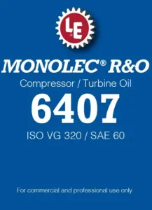 Monolec R&O Compressor/Turbine Oil 6407 product label