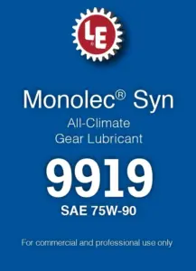 Monolec Syn Gear Oil 9919 product label
