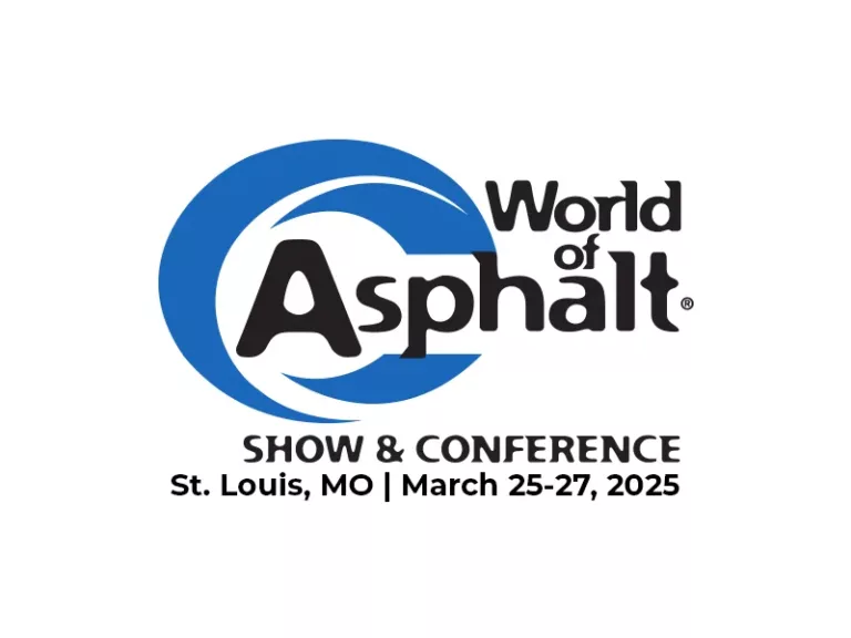 World of Asphalt Show & Conference logo with event details: St. Louis, MO | March 25–27, 2025.