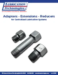 PDF cover showing adapters, extensions, and reducers for centralized lubrication systems