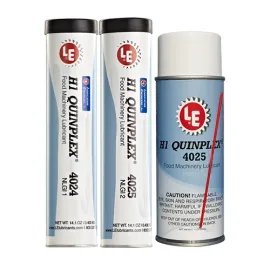 Group photo of H1 Quinplex Food Machinery Lubricant 4024 and 4025 tubes with a 4025 aerosol can