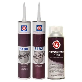 Product family image of Pyroshield Syn Open Gear Grease with tubes of 5180 and 5182 and an aerosol can of 5100